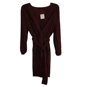 Fraiche Burgundy Heather Dress with Belt, NWT, Large